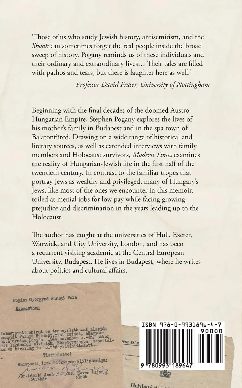Rückseite: 9780993189647 | Modern Times | The Biography of a Hungarian-Jewish Family | Pogany