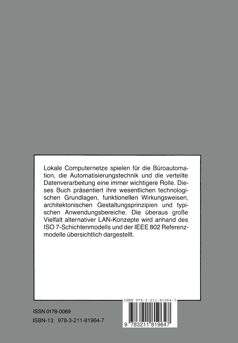 Rückseite: 9783211819647 | Lokale Computernetze - LAN | Karl Heinz Kellermayr | Taschenbuch