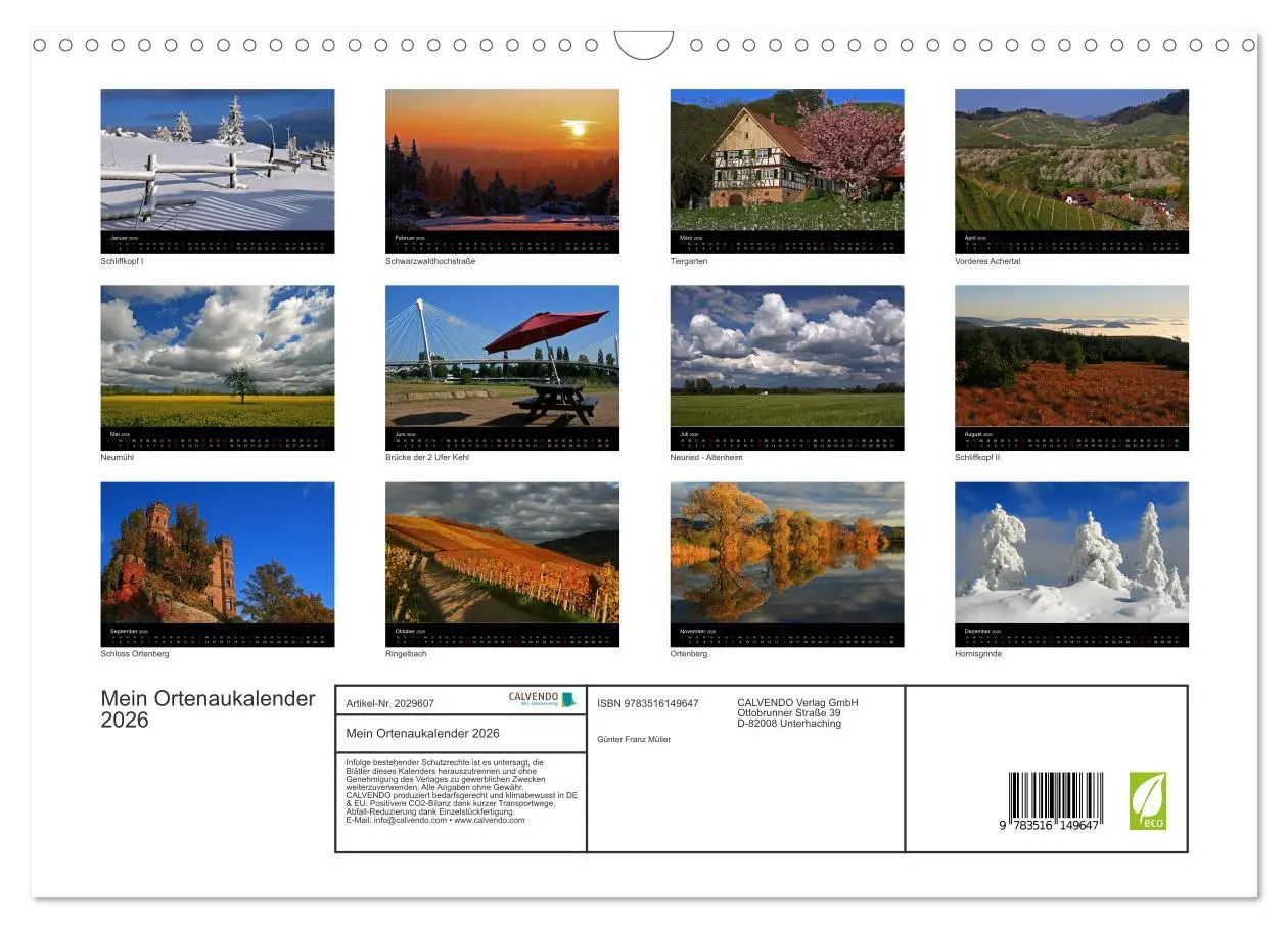 Bild: 9783516149647 | Mein Ortenaukalender 2026 (Wandkalender 2026 DIN A3 quer), CALVENDO...