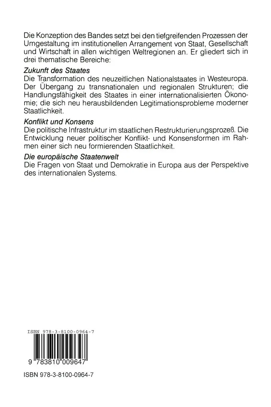 Rückseite: 9783810009647 | Staat und Demokratie in Europa | Beate Kohler-Koch | Taschenbuch