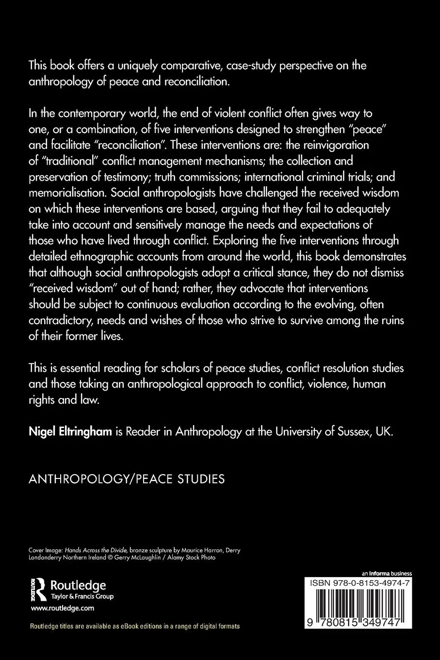 Rückseite: 9780815349747 | The Anthropology of Peace and Reconciliation | Pax Humana | Eltringham