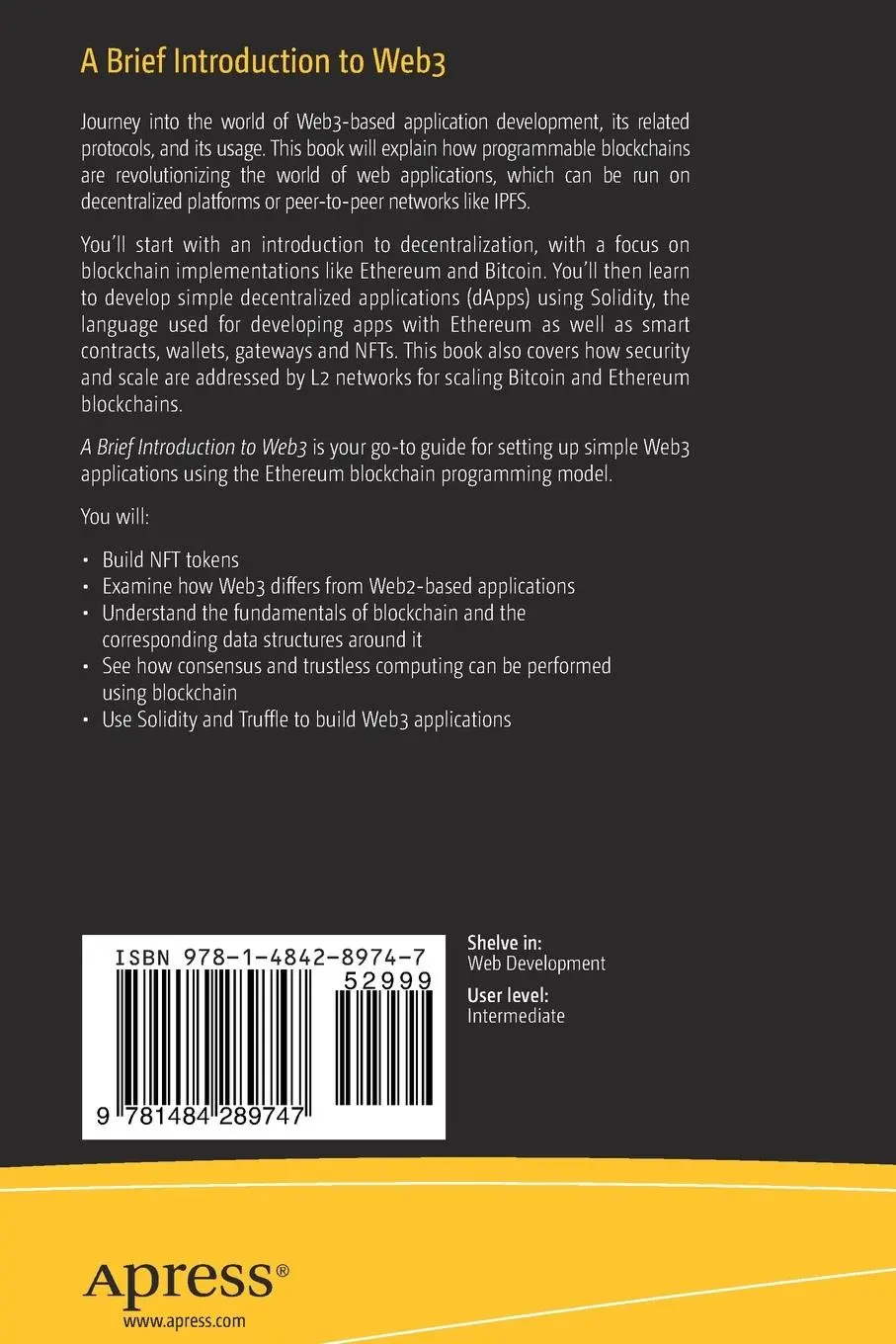 Rückseite: 9781484289747 | A Brief Introduction to Web3 | Shashank Mohan Jain | Taschenbuch