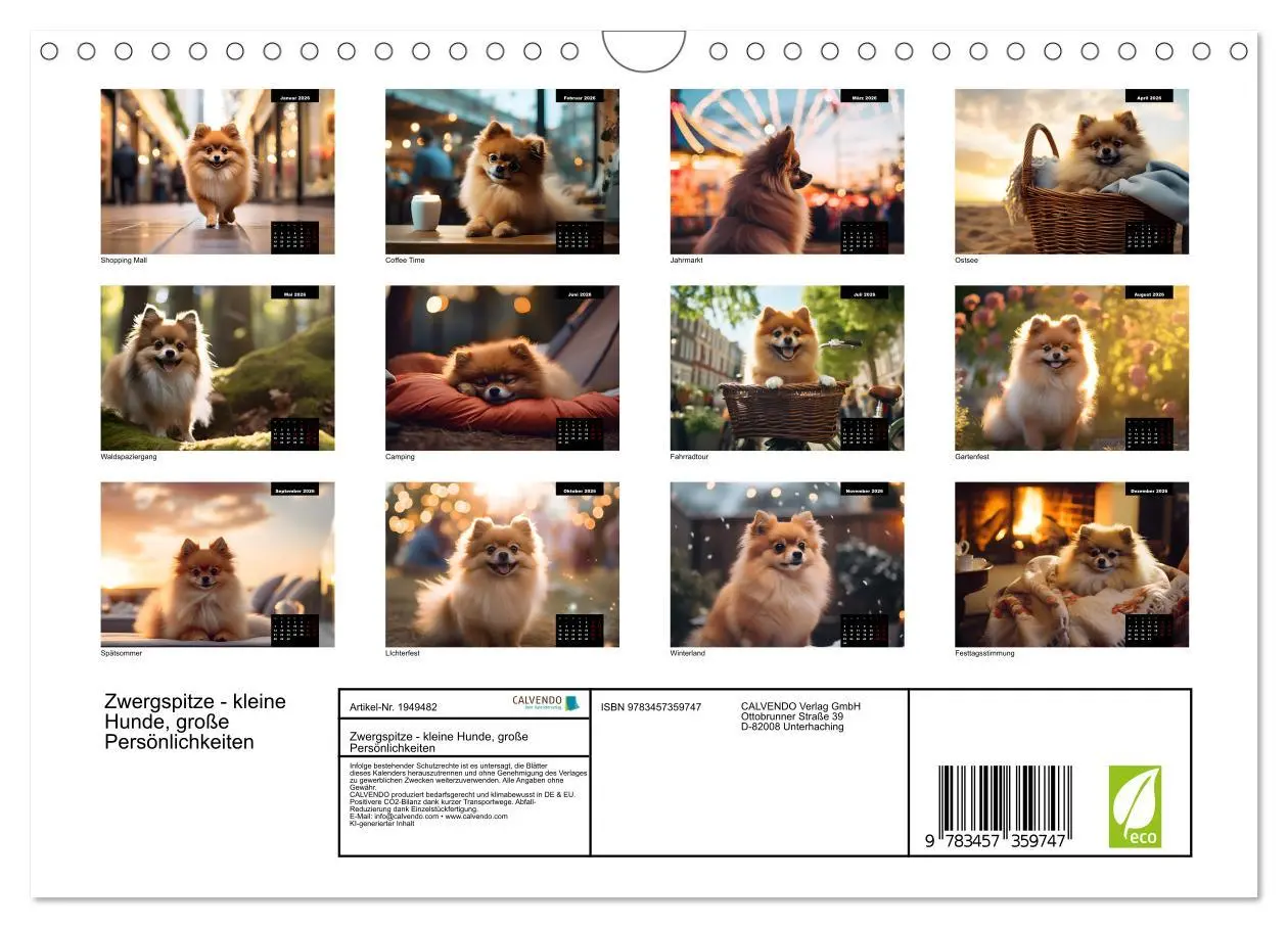 Bild: 9783457359747 | Zwergspitze - kleine Hunde, große Persönlichkeiten (Wandkalender...