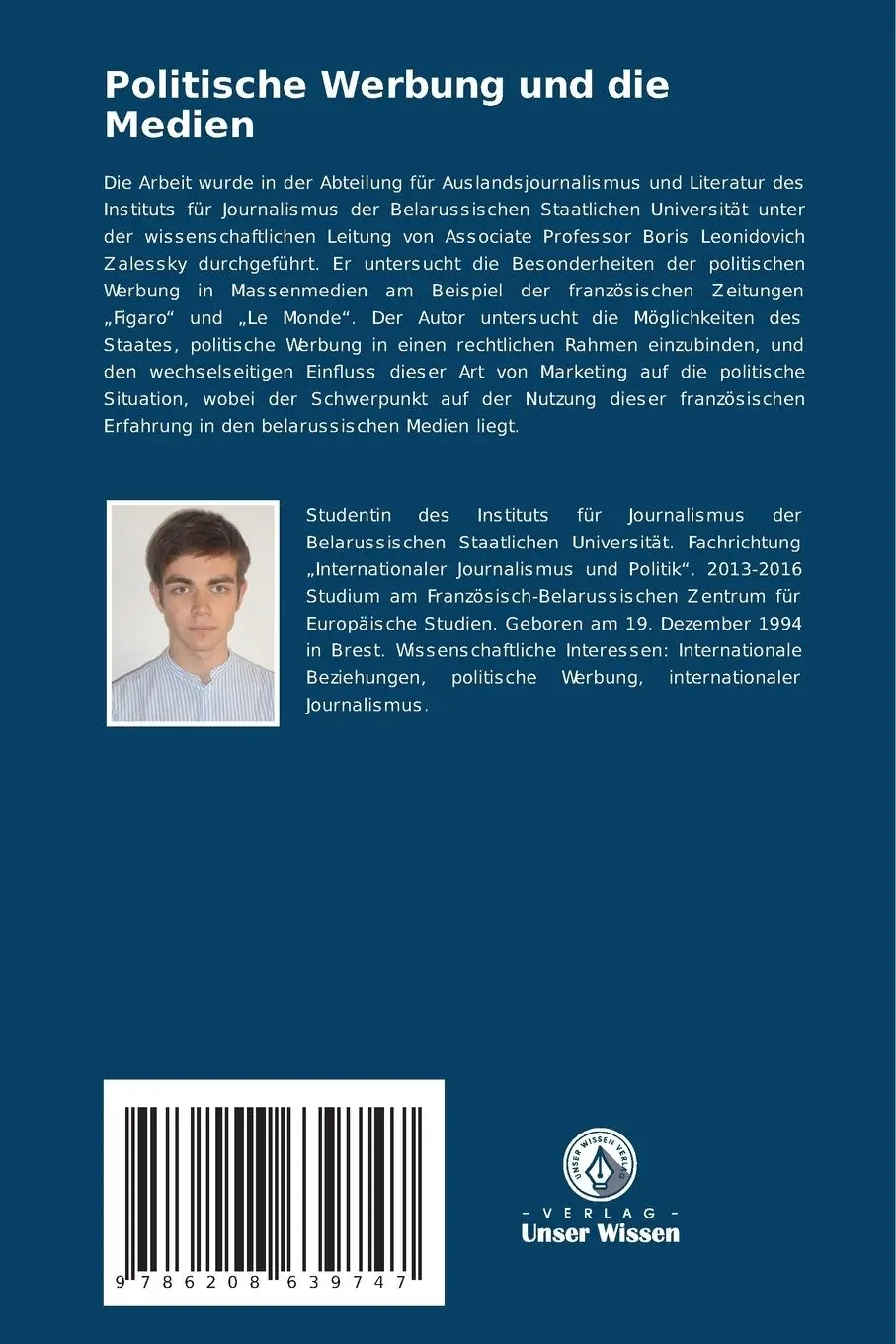 Rückseite: 9786208639747 | Politische Werbung und die Medien | Artem Klunin | Taschenbuch | 68 S.