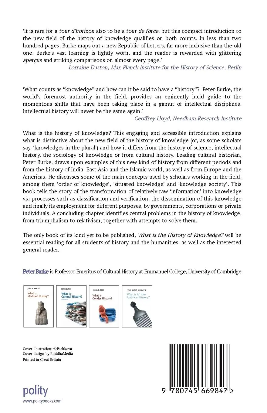 Rückseite: 9780745669847 | What Is the History of Knowledge? | Peter Burke | Taschenbuch | 160 S.
