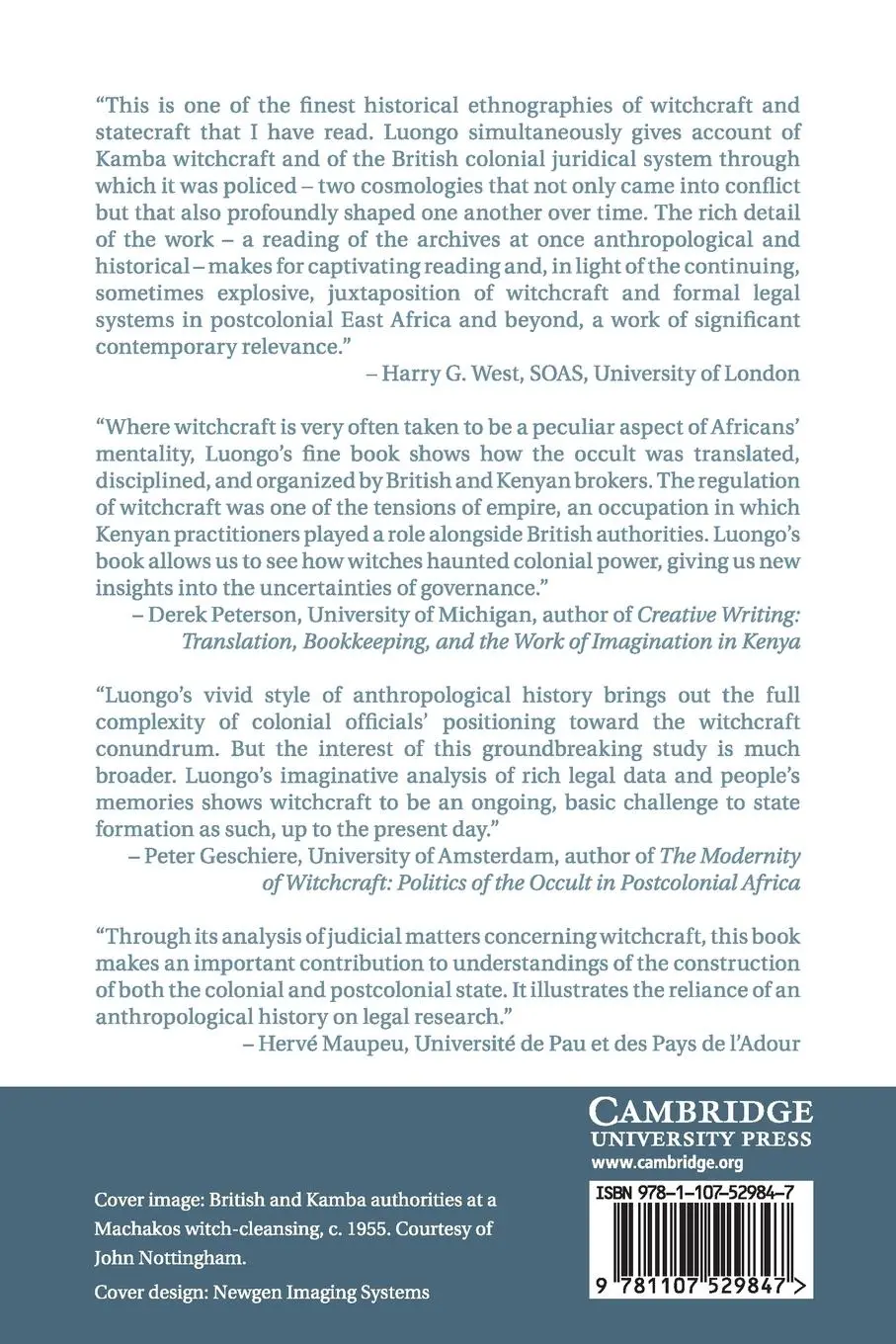 Rückseite: 9781107529847 | Witchcraft and Colonial Rule in Kenya, 1900-1955 | Katherine Luongo