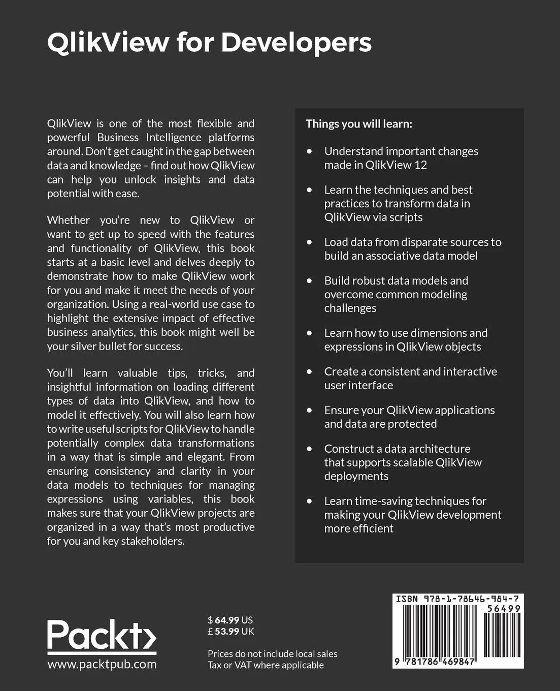 Rückseite: 9781786469847 | QlikView for Developers | Miguel Ángel García (u. a.) | Taschenbuch