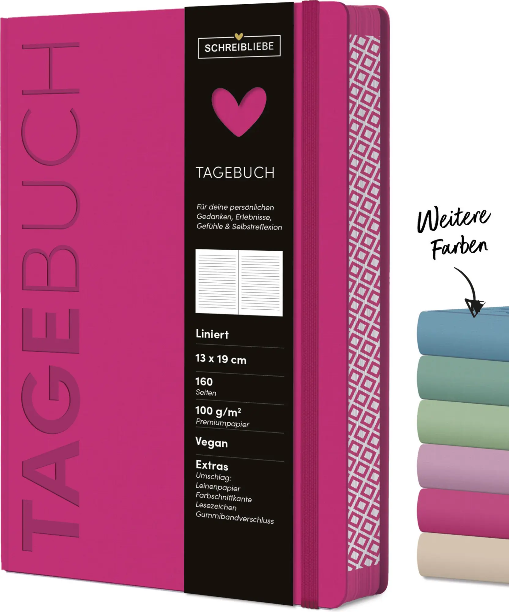 Cover: 9783731889847 | Tagebuch Fuchsia | Verlag Korsch | Blankobuch/Tagebuch | 160 S. | 2025