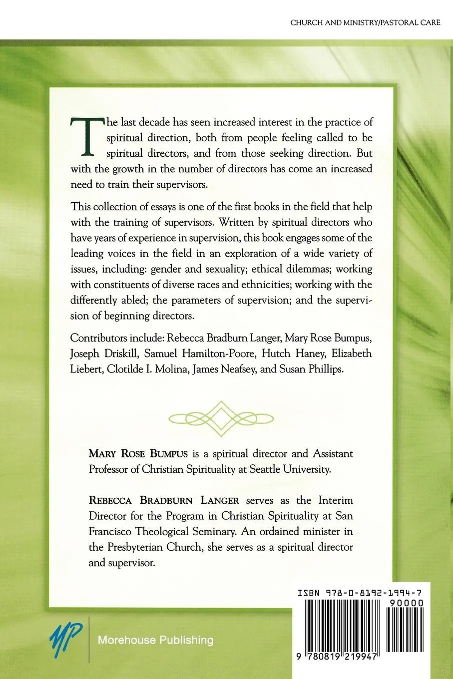 Rückseite: 9780819219947 | Supervision of Spiritual Directors | Engaging in Holy Mystery | Buch