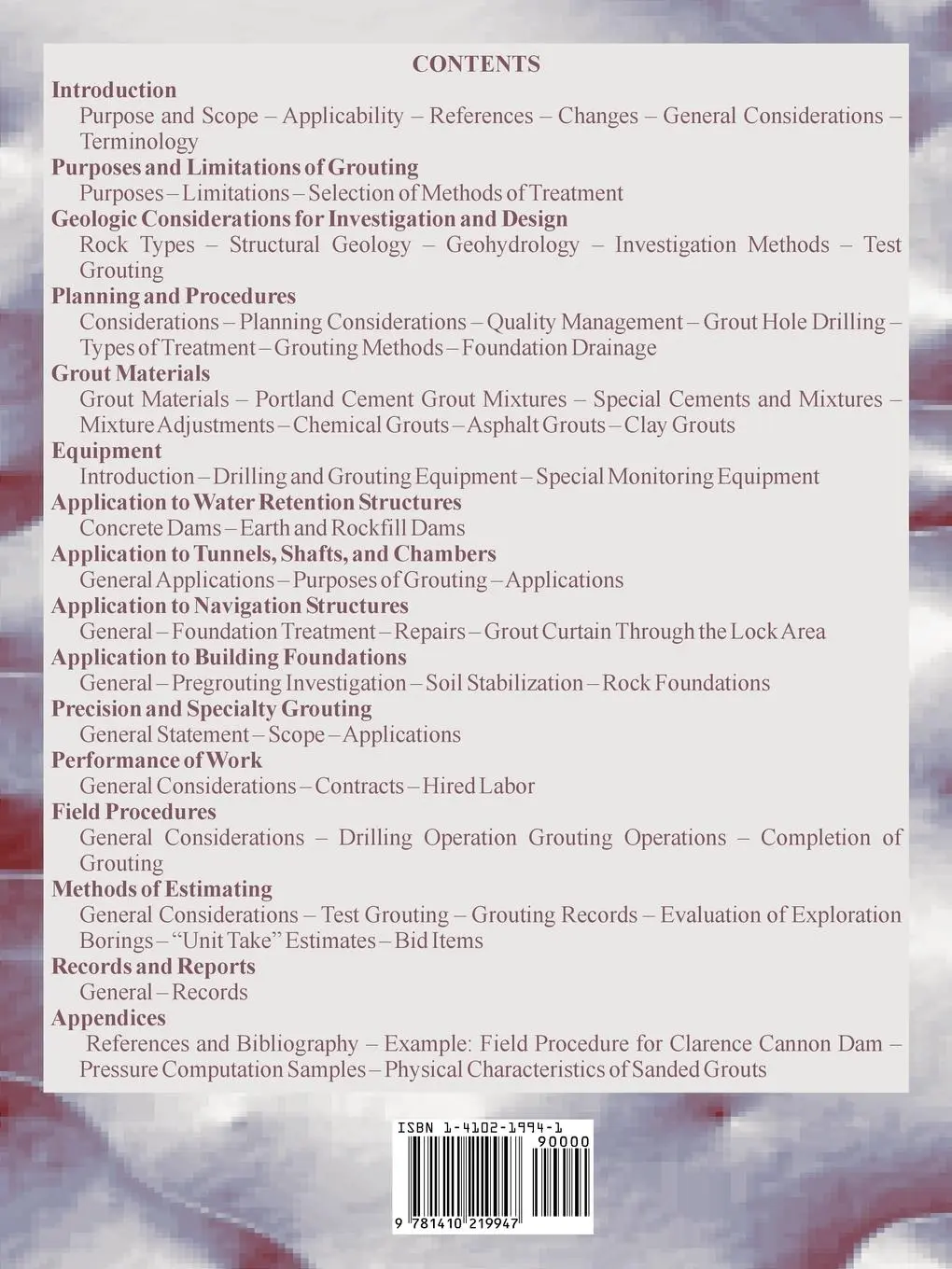 Rückseite: 9781410219947 | Grouting Technology | U. S. Army Corps of Engineers | Taschenbuch