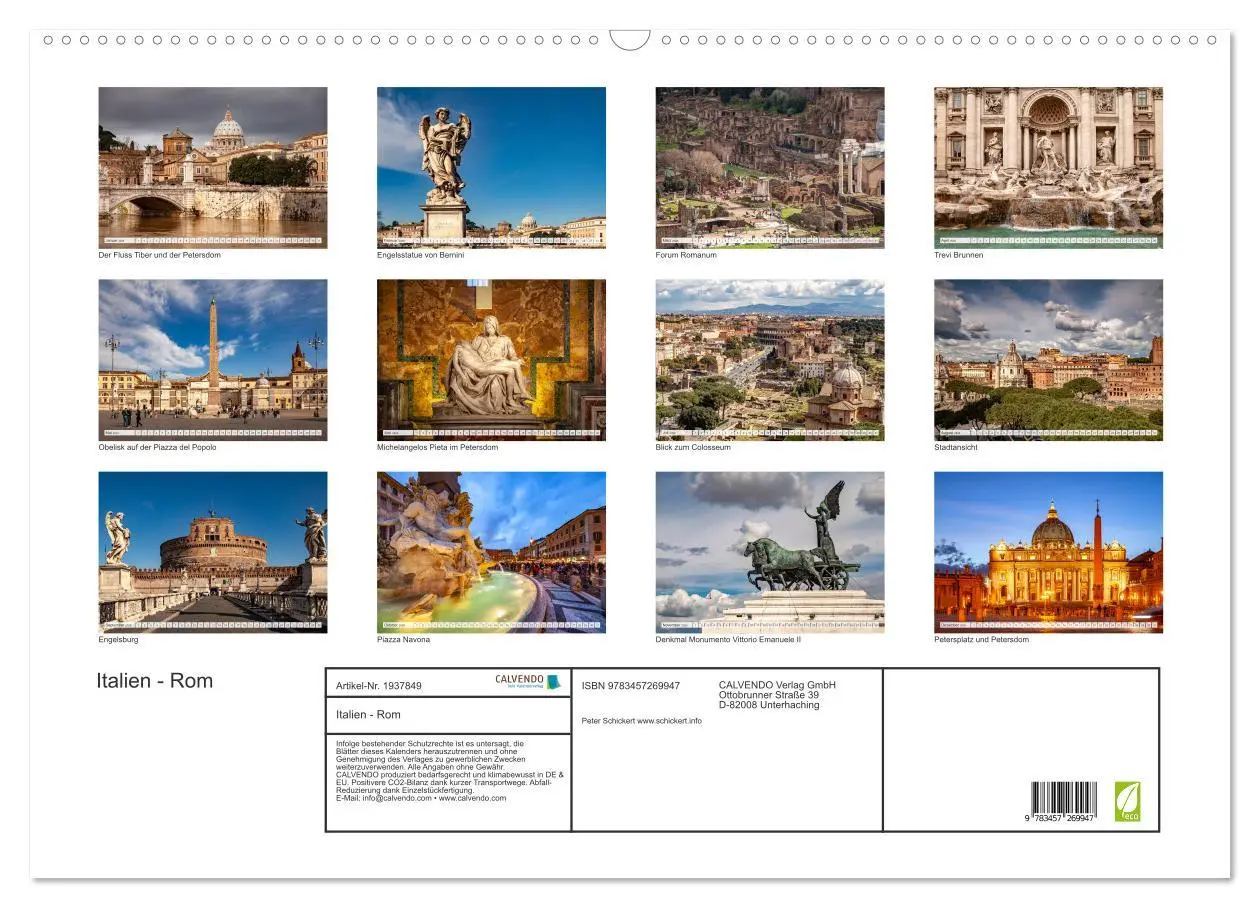 Bild: 9783457269947 | Italien - Rom (Wandkalender 2026 DIN A2 quer), CALVENDO Monatskalender