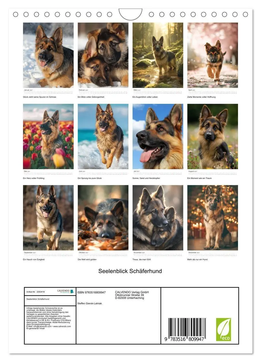 Bild: 9783516809947 | Seelenblick Schäferhund (Wandkalender 2027 DIN A4 hoch), CALVENDO...