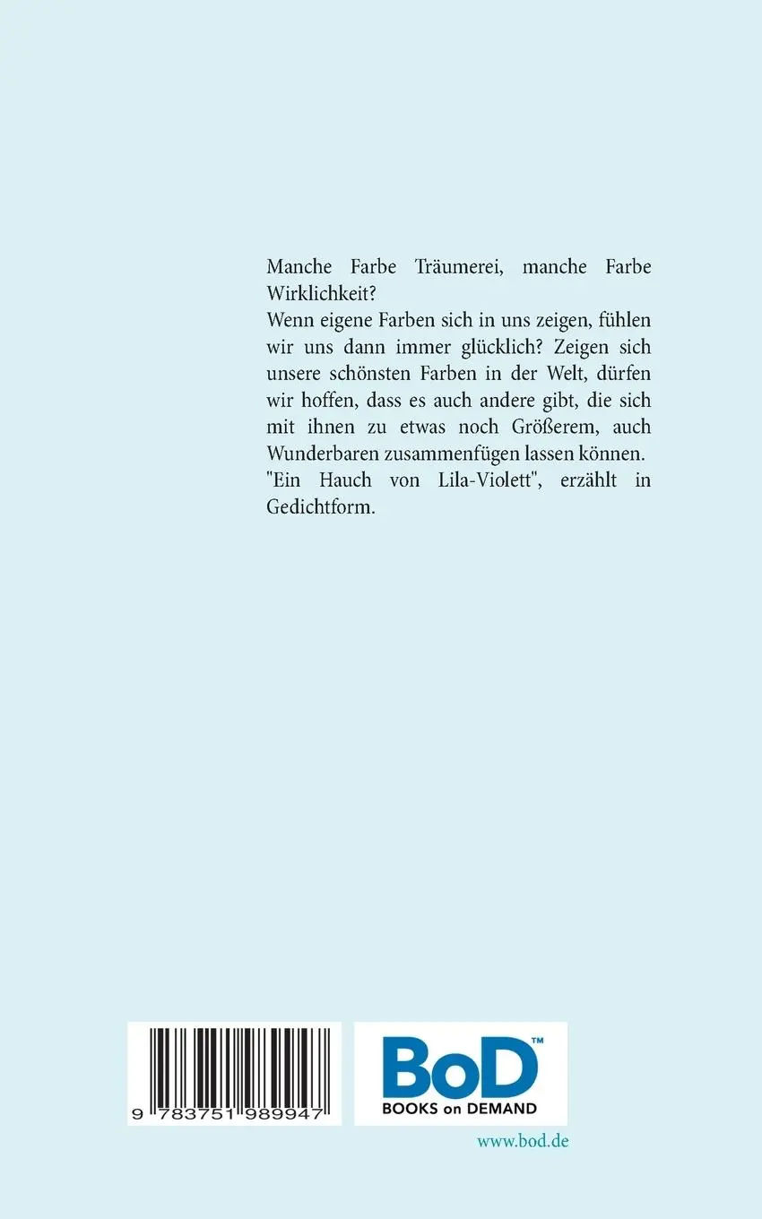 Rückseite: 9783751989947 | Ein Hauch von Lila-Violett | Marion Jana Goeritz | Taschenbuch | 76 S.