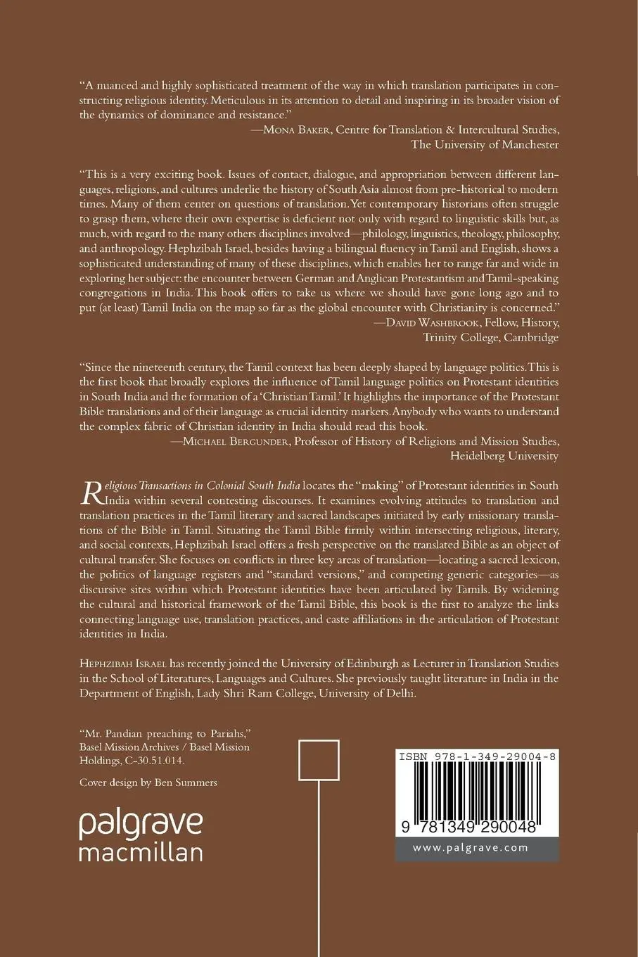 Rückseite: 9781349290048 | Religious Transactions in Colonial South India | H. Israel | Buch | xv
