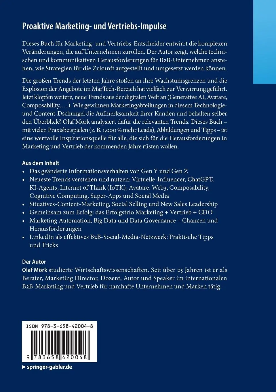 Rückseite: 9783658420048 | Proaktive Marketing- und Vertriebs-Impulse | Olaf Mörk | Taschenbuch