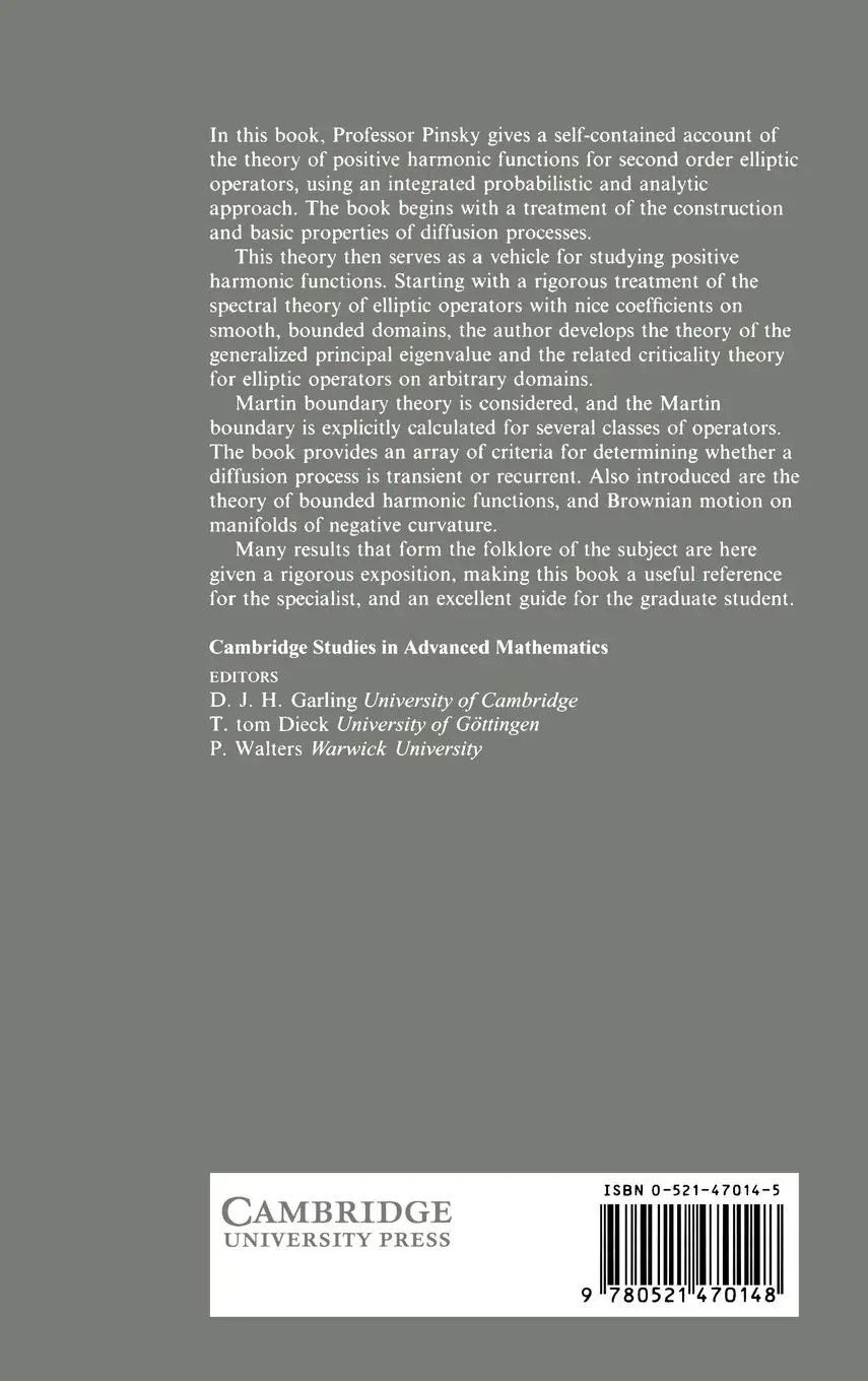 Rückseite: 9780521470148 | Positive Harmonic Functions and Diffusion | Ross G. Pinsky | Buch
