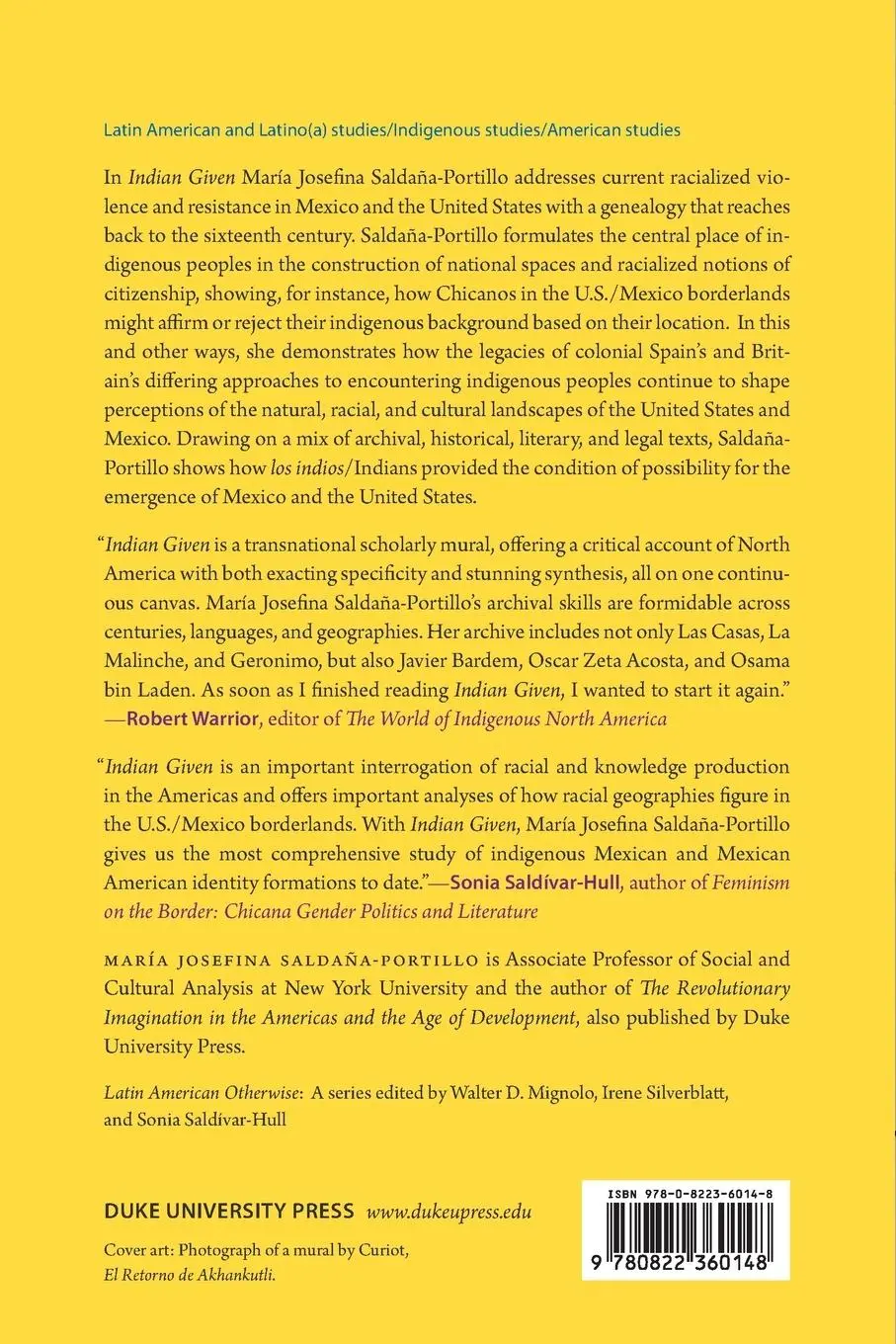 Rückseite: 9780822360148 | Indian Given | Racial Geographies across Mexico and the United States