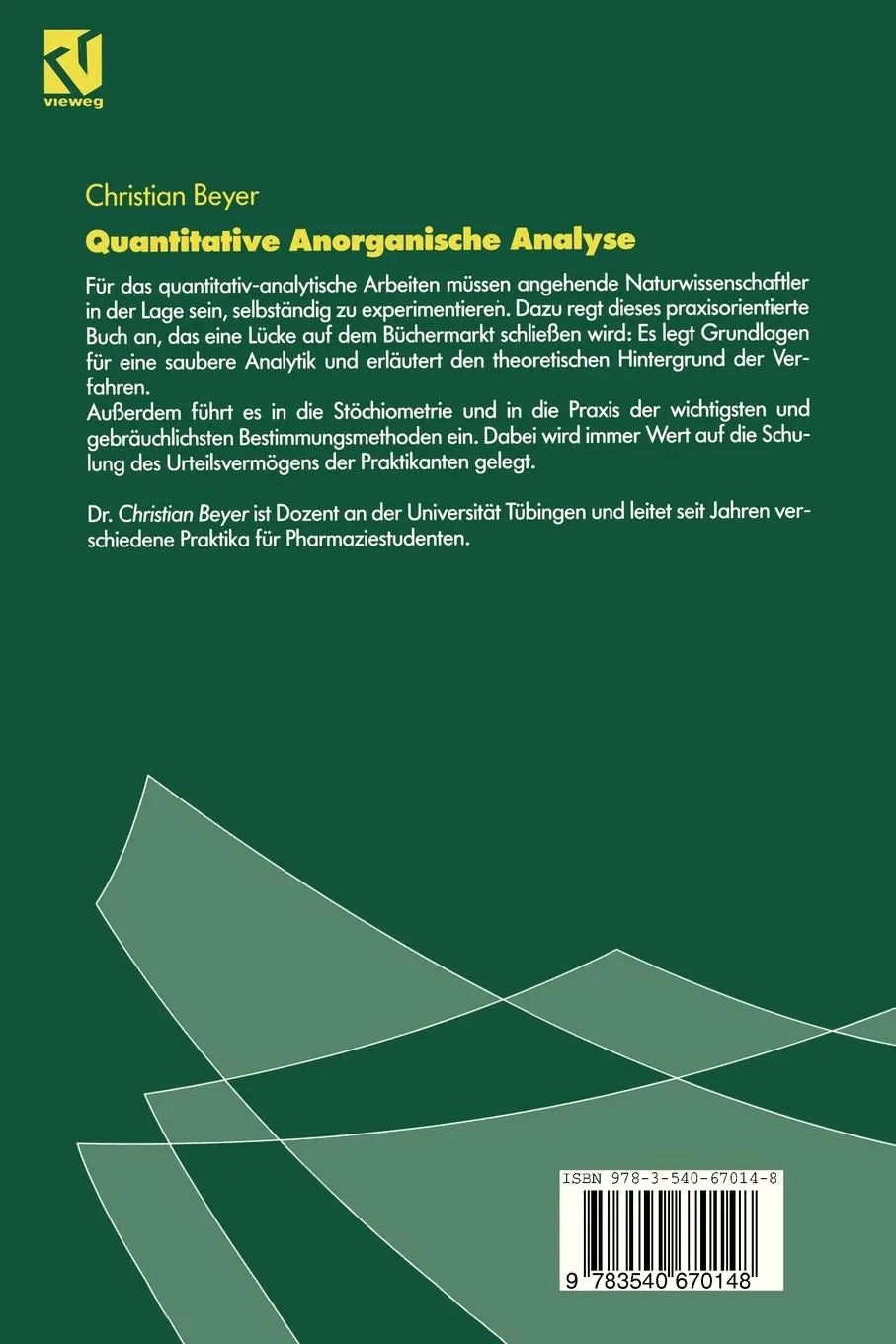 Rückseite: 9783540670148 | Quantitative Anorganische Analyse | Christian Beyer | Taschenbuch | x