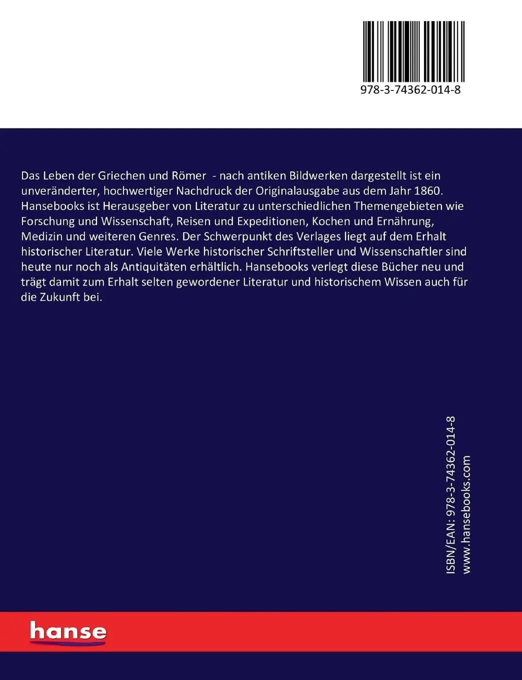 Rückseite: 9783743620148 | Das Leben der Griechen und Römer | nach antiken Bildwerken dargestellt