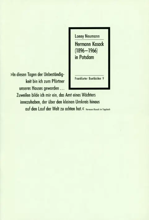 Cover: 9783969820148 | Hermann Kasack (1896-1966) in Potsdam | Lonny Neumann | Taschenbuch