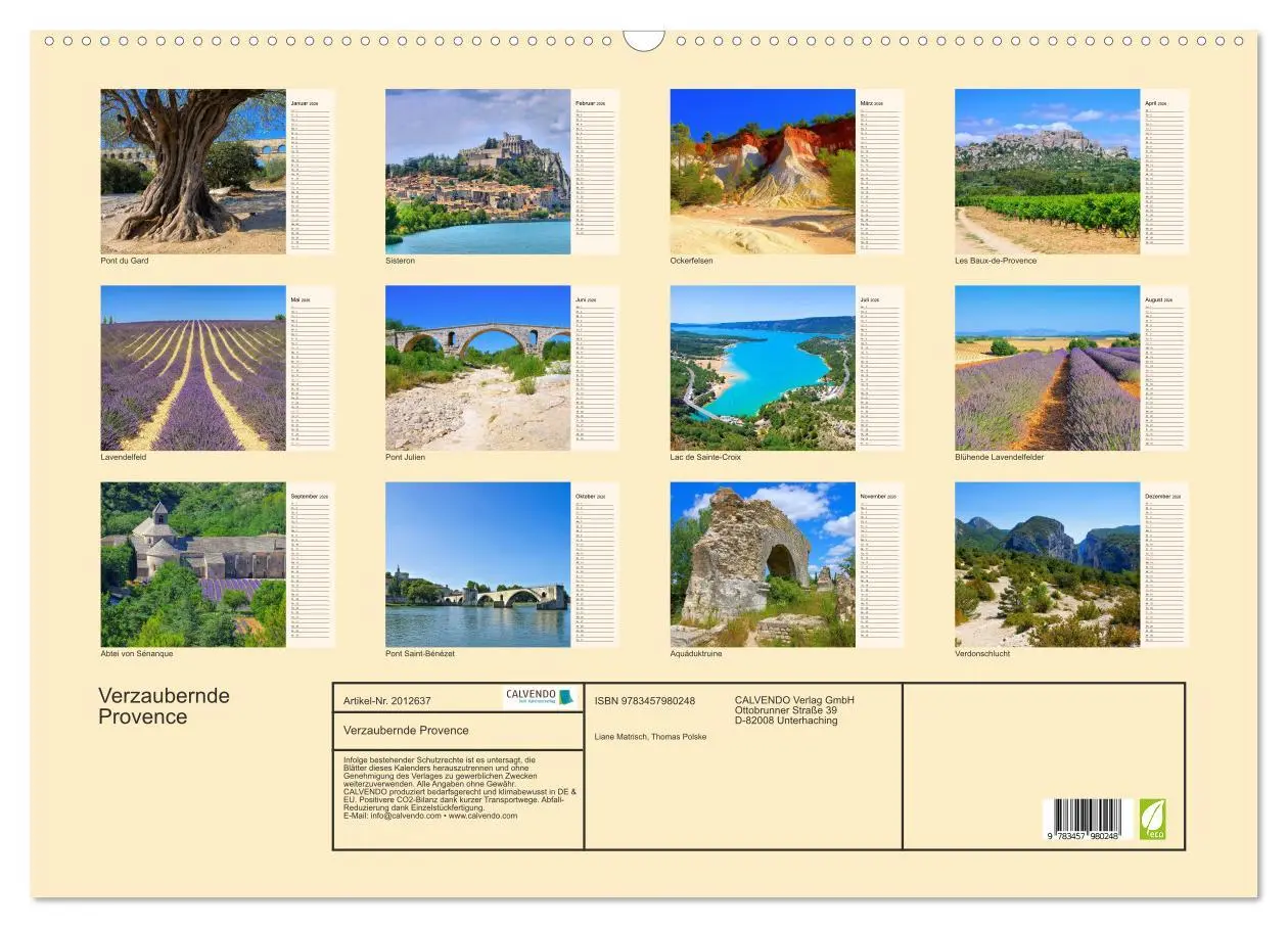 Bild: 9783457980248 | Verzaubernde Provence (Wandkalender 2026 DIN A2 quer), CALVENDO...