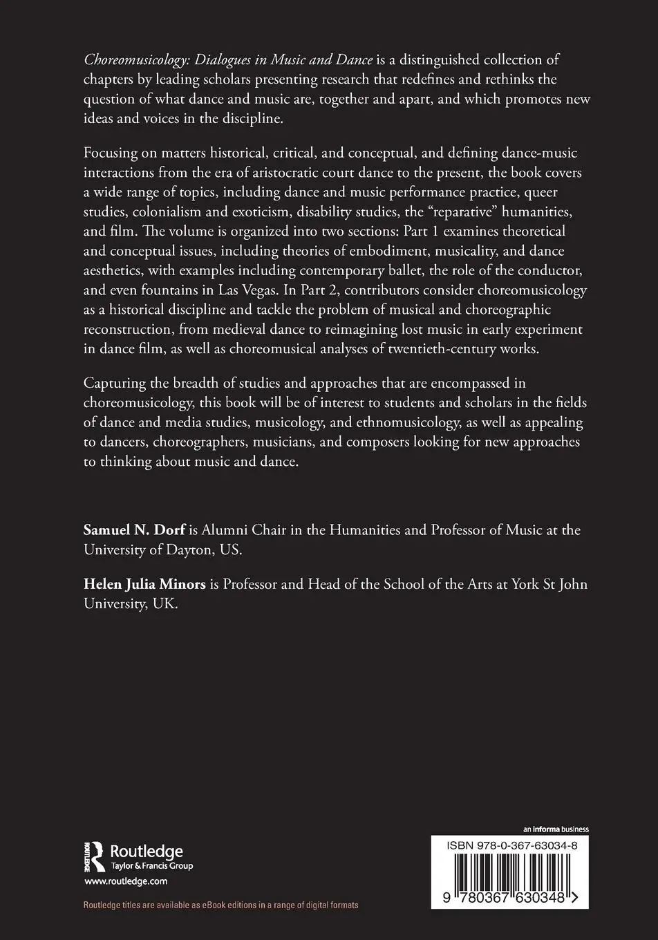 Rückseite: 9780367630348 | Choreomusicology | Dialogues in Music and Dance | Minors (u. a.)