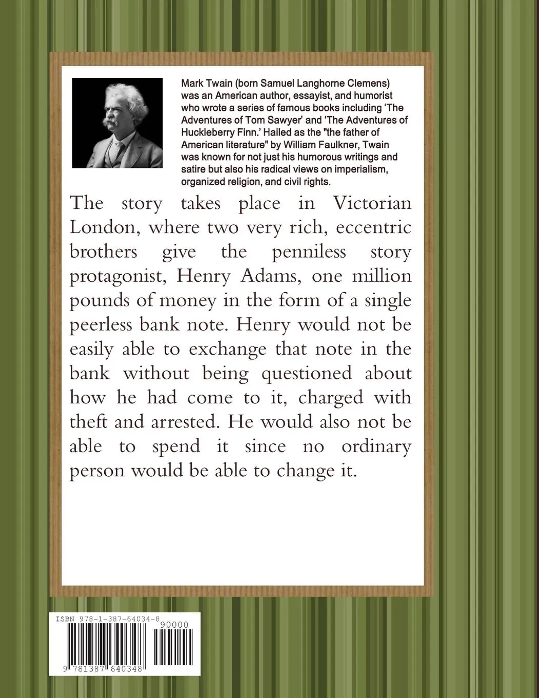 Rückseite: 9781387640348 | The Million Pound Bank Note | Mark Twain | Taschenbuch | Englisch