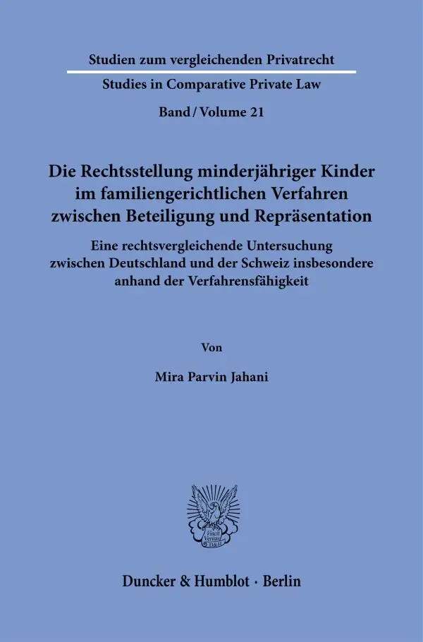 Cover: 9783428190348 | Die Rechtsstellung minderjähriger Kinder im familiengerichtlichen...
