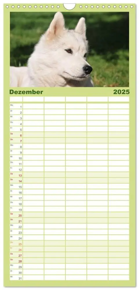 Bild: 9783457110348 | Familienplaner 2025 - Siberian Husky - der Urtyp mit 5 Spalten...