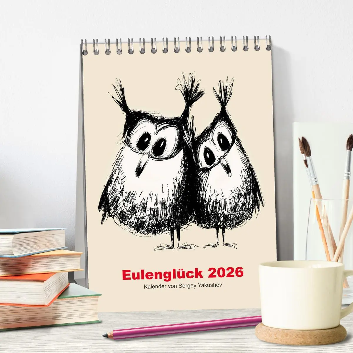 Bild: 9783516370348 | Eulenglück 2026 (Tischkalender 2026 DIN A5 hoch), CALVENDO...