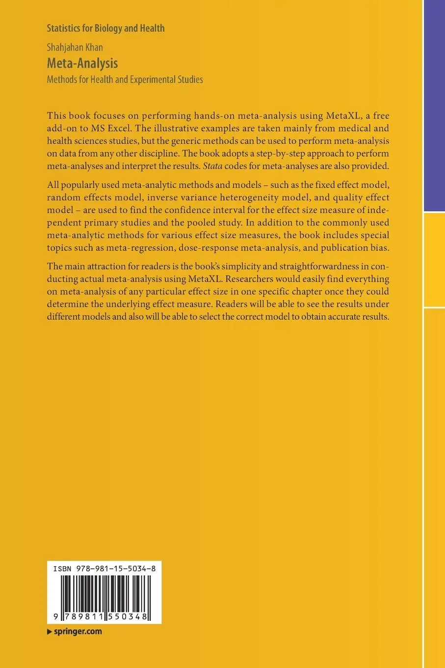 Rückseite: 9789811550348 | Meta-Analysis | Methods for Health and Experimental Studies | Khan