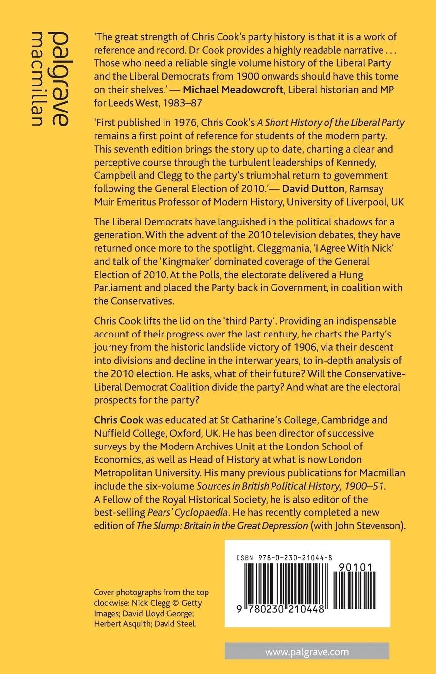 Rückseite: 9780230210448 | A Short History of the Liberal Party | The Road Back to Power | Cook