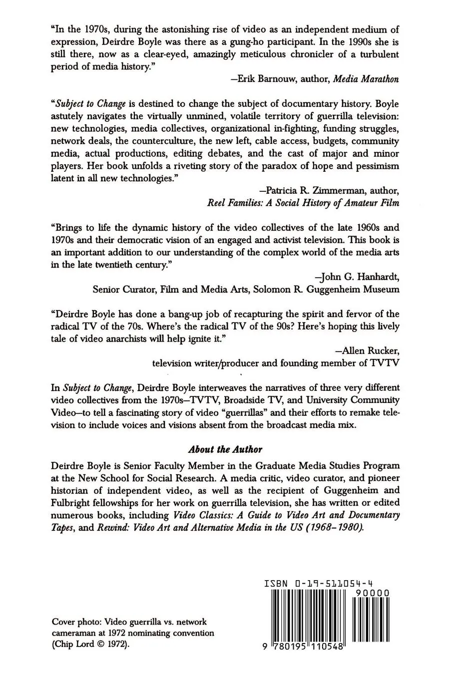 Rückseite: 9780195110548 | Subject to Change | Guerrilla Television Revisited | Deirdre Boyle