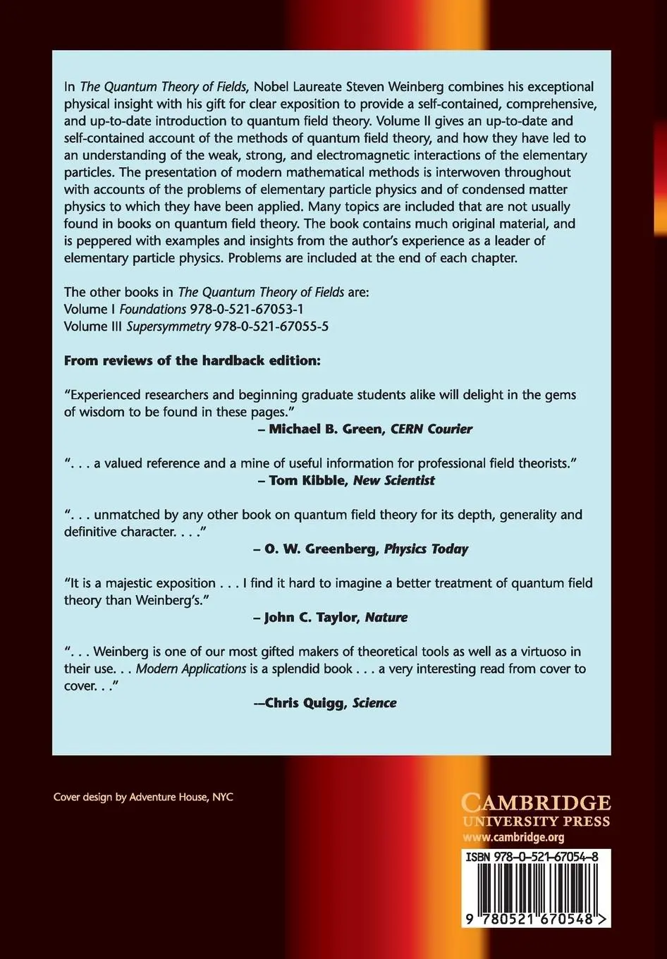 Rückseite: 9780521670548 | The Quantum Theory of Fields v2 | Steven Weinberg | Taschenbuch | 2005