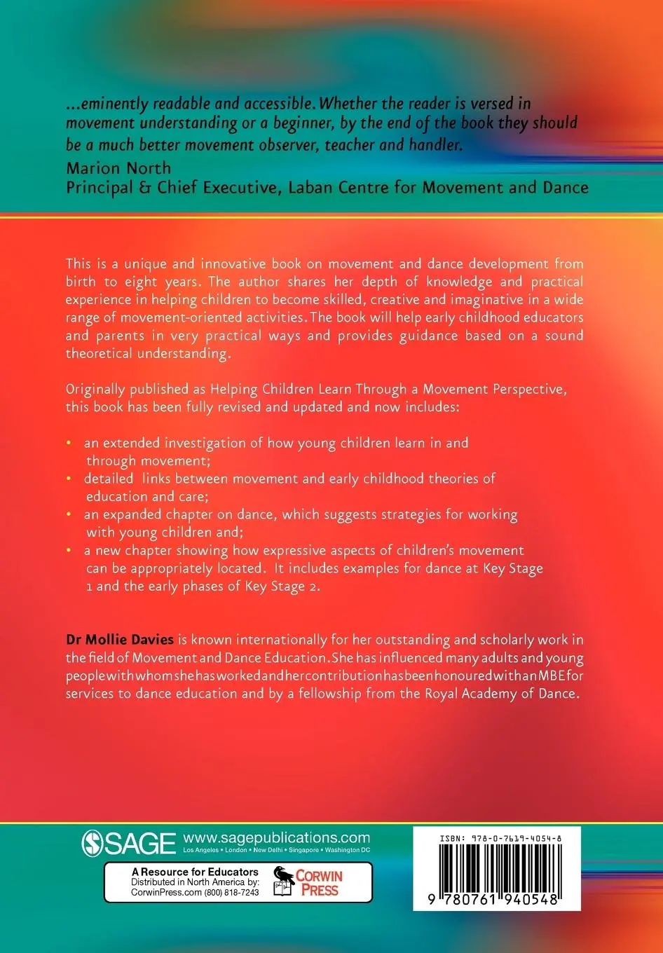 Rückseite: 9780761940548 | Movement and Dance in Early Childhood | Mollie Davies | Taschenbuch