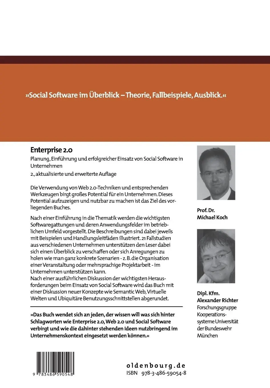 Rückseite: 9783486590548 | Enterprise 2.0 | Alexander Richter (u. a.) | Taschenbuch | XVI | 2009