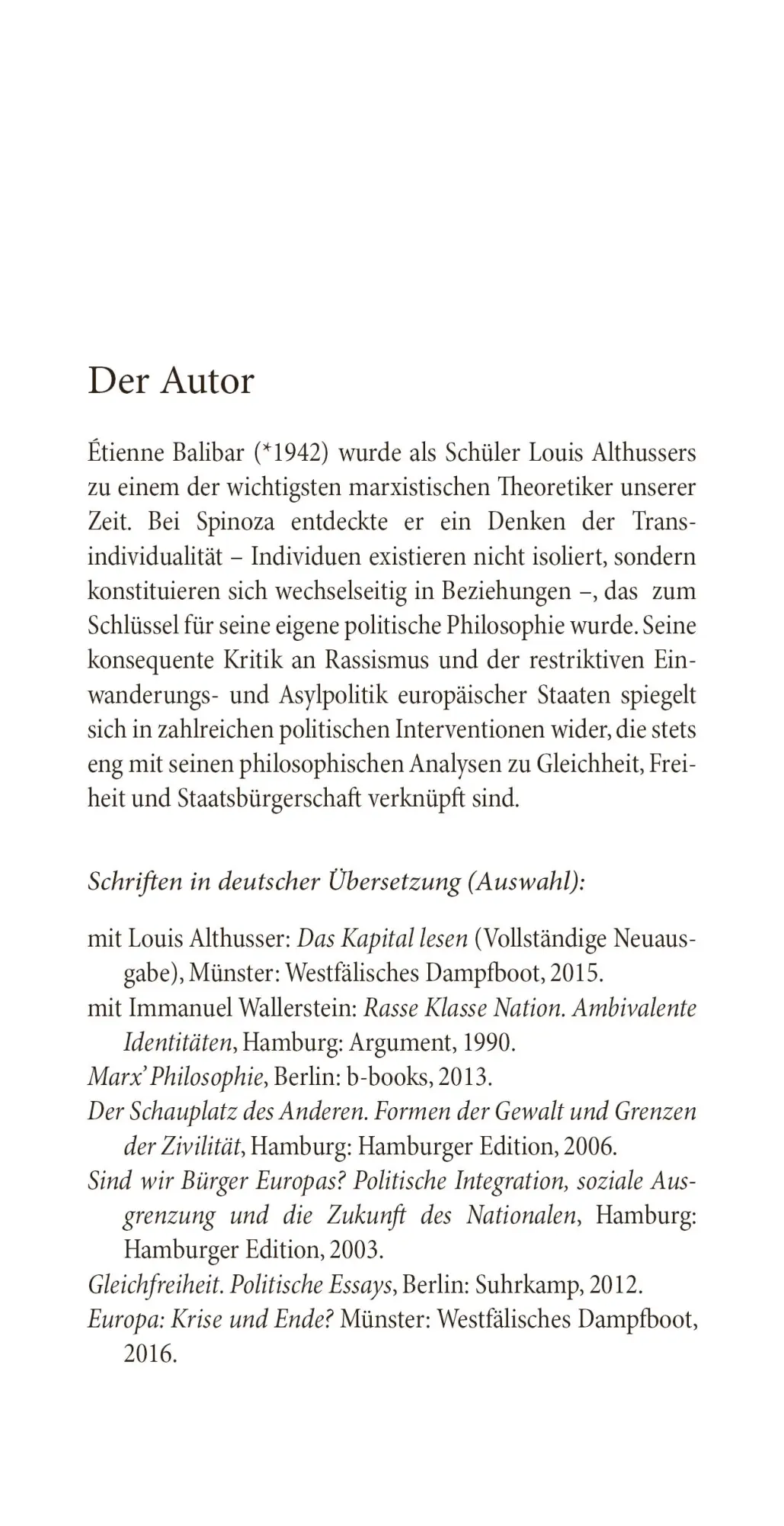 Bild: 9783982410548 | Spinoza und die Politik | Étienne Balibar | Taschenbuch | 172 S.