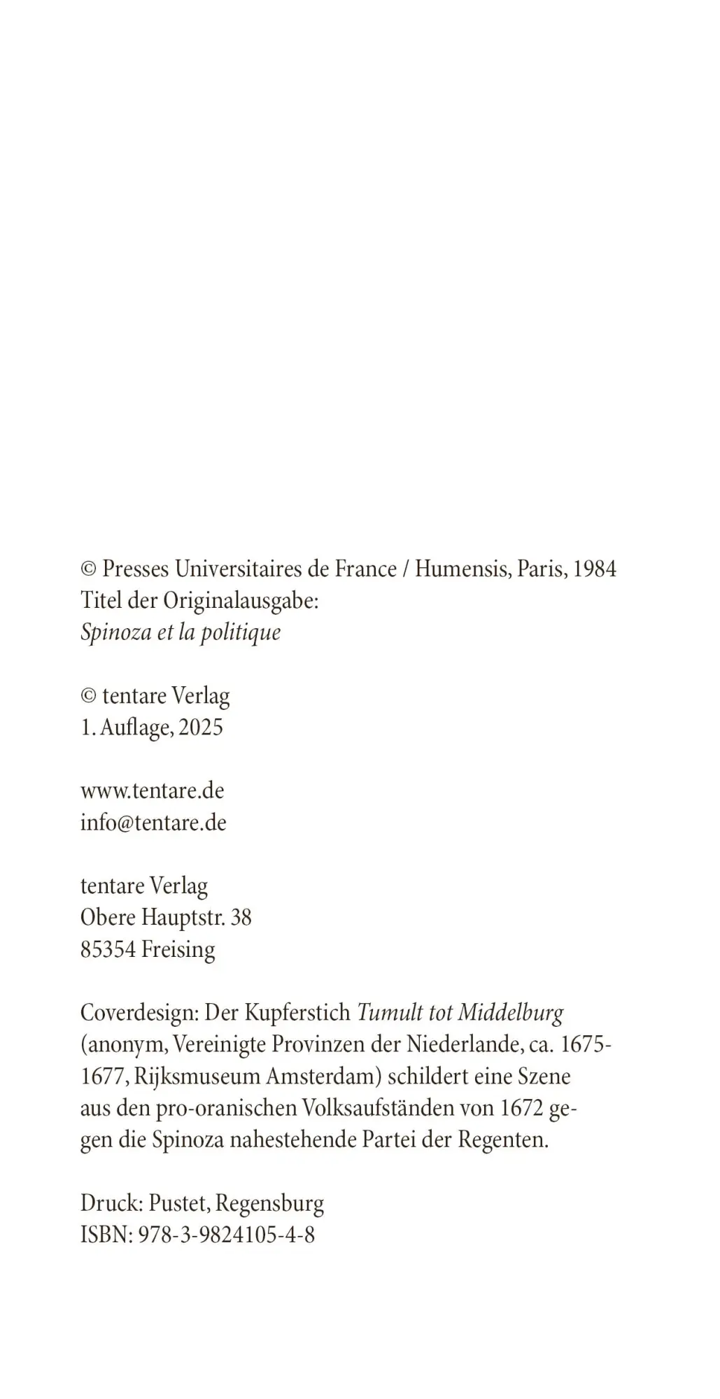 Bild: 9783982410548 | Spinoza und die Politik | Étienne Balibar | Taschenbuch | 172 S.