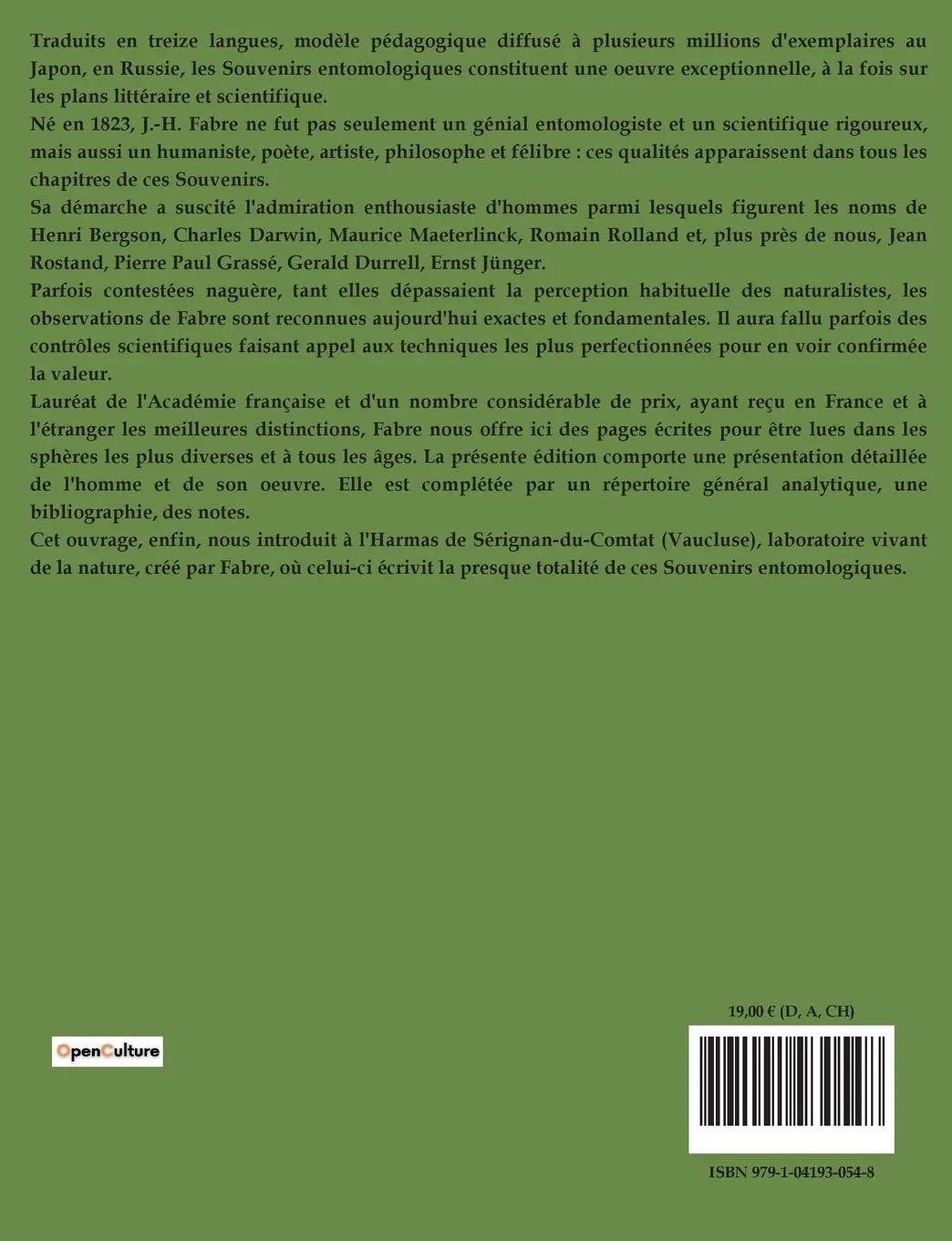 Rückseite: 9791041930548 | SOUVENIRS ENTOMOLOGIQUES Livre 4 | Jean-Henri Fabre | Taschenbuch