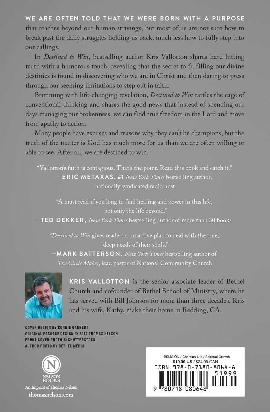 Rückseite: 9780718080648 | Destined to Win | Kris Vallotton | Taschenbuch | Englisch | 2017