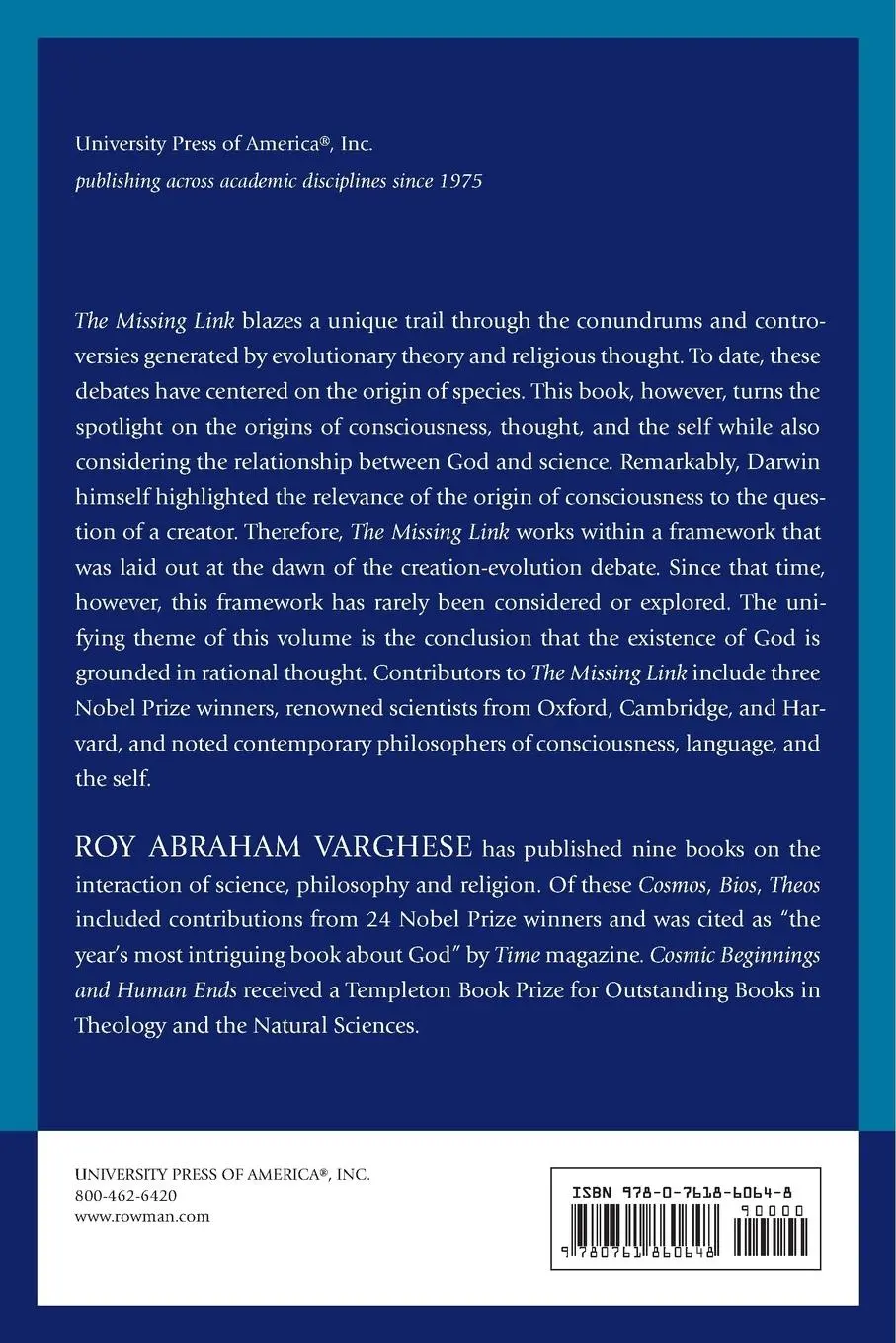 Rückseite: 9780761860648 | The Missing Link | A Symposium on Darwin's Creation-Evolution Solution