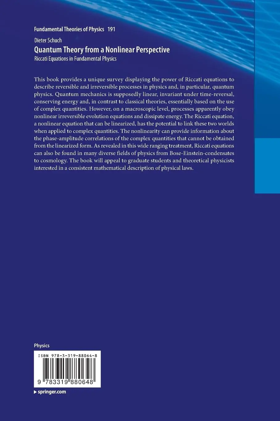 Rückseite: 9783319880648 | Quantum Theory from a Nonlinear Perspective | Dieter Schuch | Buch
