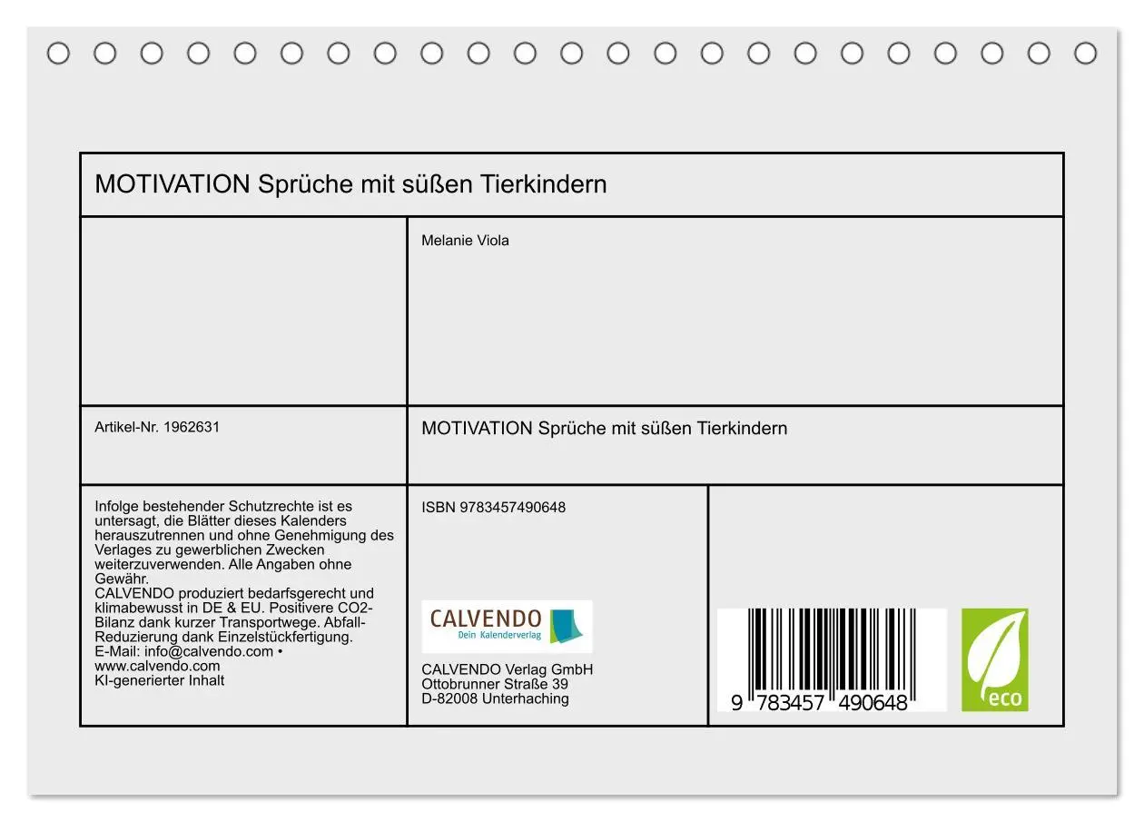 Bild: 9783457490648 | MOTIVATION Sprüche mit süßen Tierkindern (Tischkalender 2026 DIN A5...