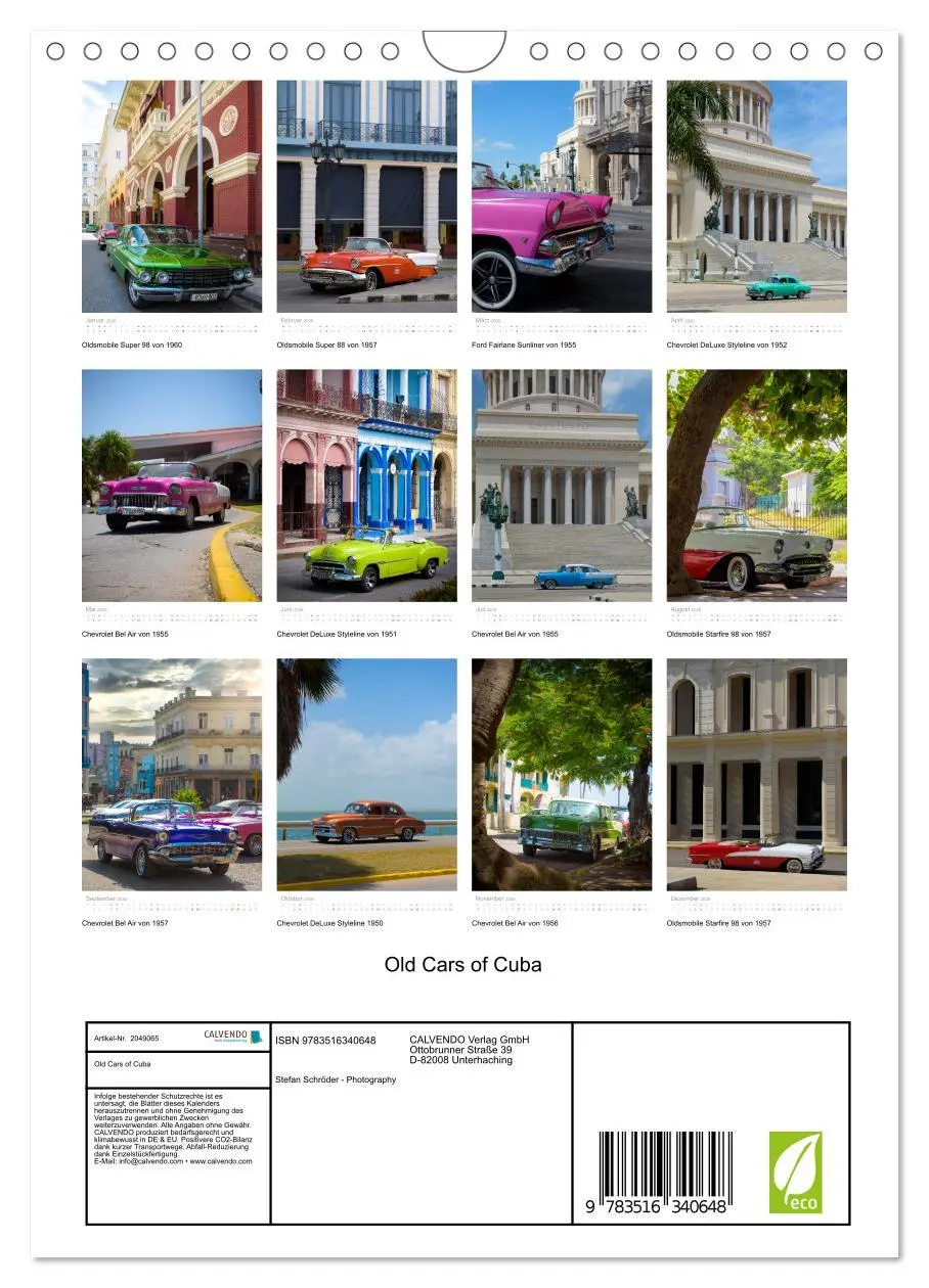 Bild: 9783516340648 | Old Cars of Cuba (Wandkalender 2026 DIN A4 hoch), CALVENDO...