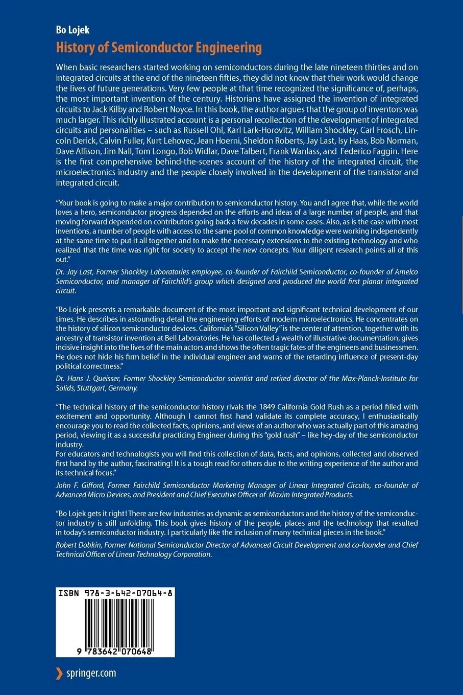 Rückseite: 9783642070648 | History of Semiconductor Engineering | Bo Lojek | Taschenbuch | xiii