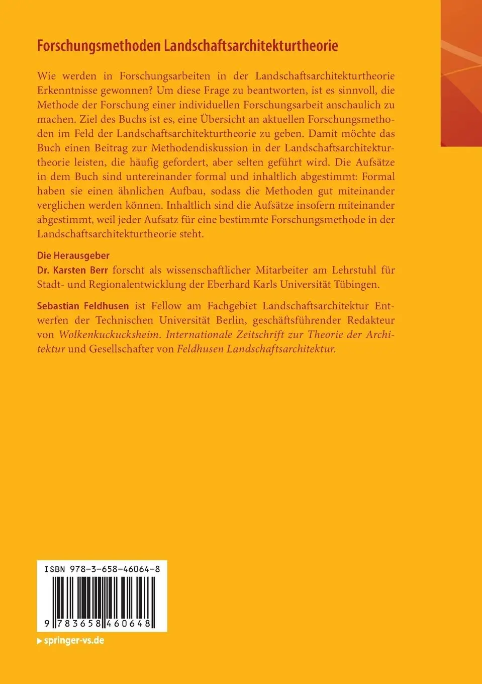 Rückseite: 9783658460648 | Forschungsmethoden Landschaftsarchitekturtheorie | Feldhusen (u. a.)