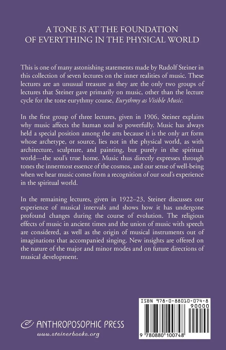 Rückseite: 9780880100748 | The Inner Nature of Music and the Experience of Tone | Rudolf Steiner