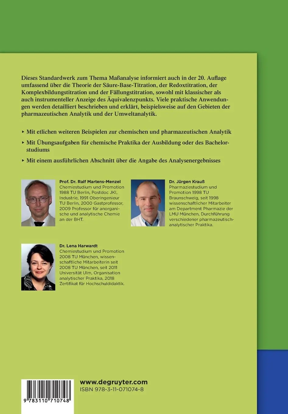 Rückseite: 9783110710748 | Maßanalyse | Ralf Martens-Menzel (u. a.) | Taschenbuch | IX | Deutsch