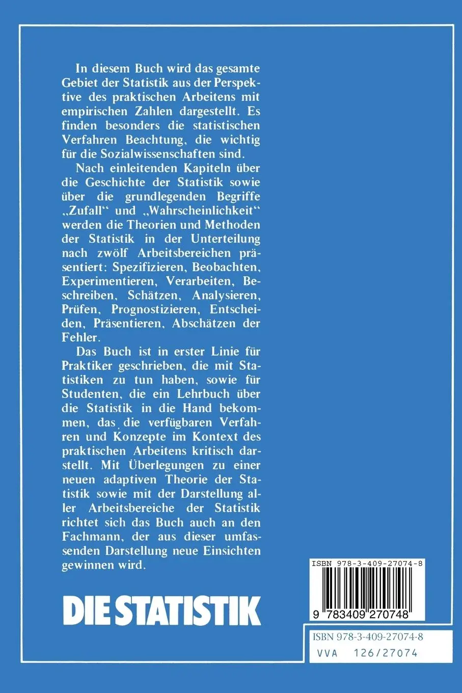 Rückseite: 9783409270748 | Die Statistik | Zwölf Stationen des statistischen Arbeitens | Menges