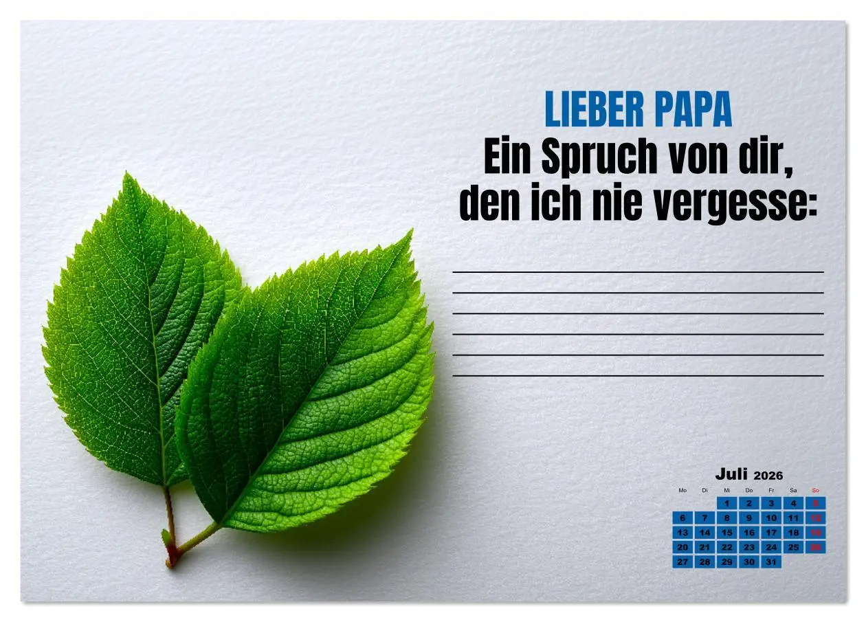 Bild: 9783516640748 | Kalender für Papa - Was ich dir sagen will (Tischkalender 2026 DIN...